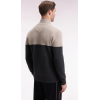 Cardigan EDEN PARK zippé en coton bicolore beige et gris coupe droite