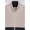 Cardigan EDEN PARK zippé en coton bicolore beige et gris coupe droite