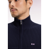 Cardigan EDEN PARK zippé en coton marine broderie dos ciel