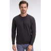 Pull EDEN PARK col rond en coton nid d'abeille gris foncé
