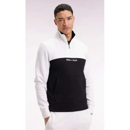 Sweatshirt EDEN PARK col camionneur en molleton bicolore blanc