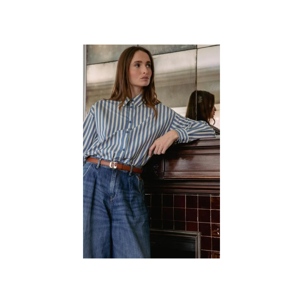 Chemise femme Ana, rayé bleu LE TEMPS DES CERISES