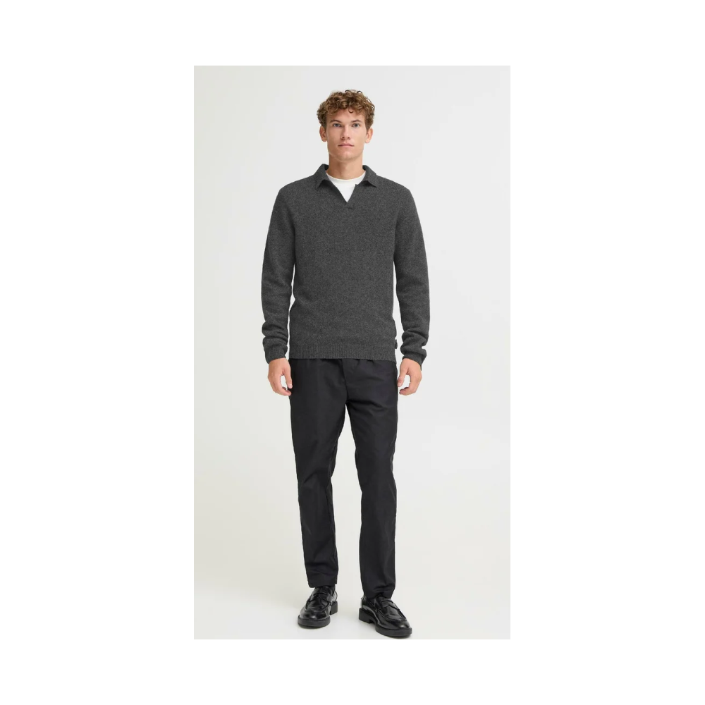 Pull homme anthracite, col polo CASUAL FRIDAY