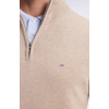 Pull col camionneur en laine et coton beige