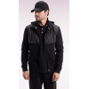 Sweatshirt zippé en interlock bimatière matelassé noir et gris