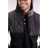 Sweatshirt zippé en interlock bimatière matelassé noir et gris