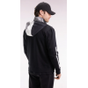 Sweatshirt zippé en interlock bimatière matelassé noir et gris