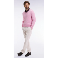 Pull homme EDEN PARK col V en laine et coton rose