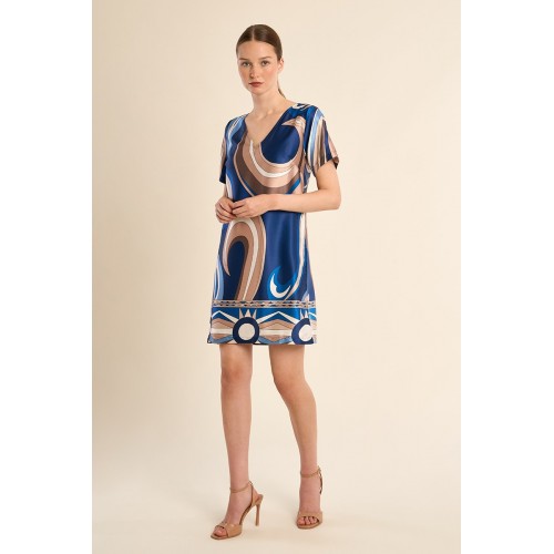 Robe ETE, courte imprimé bleu MOLLY BRACKEN