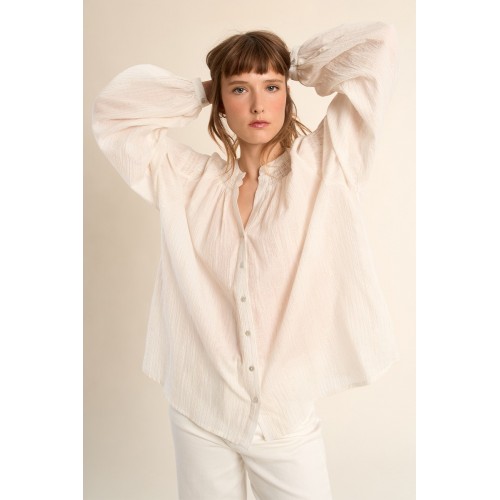Blouse ETE en coton, col mao MOLLY BRACKEN
