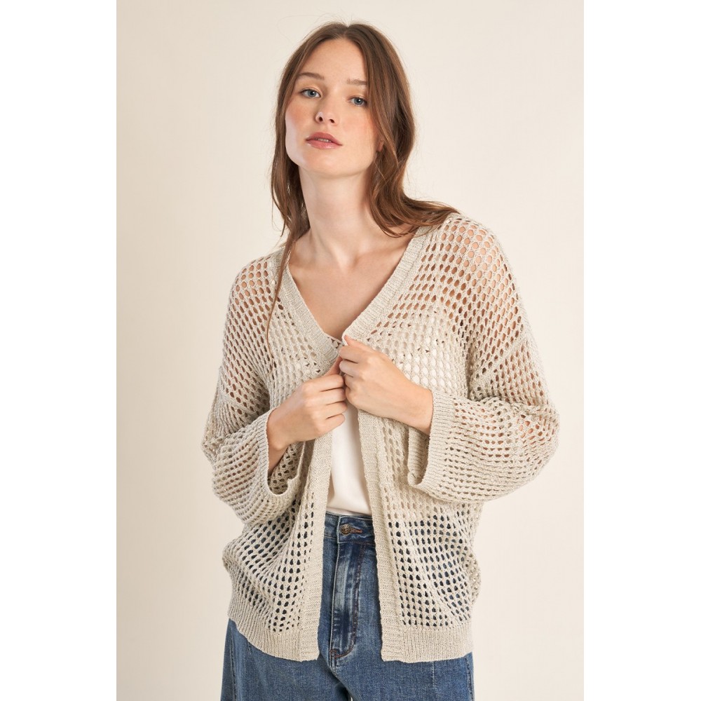 Gilet ETE femme en maille irisé et semi-transparence MOLLY BRACKEN