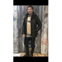 Doudoune légère à col cheminé en cuir femme