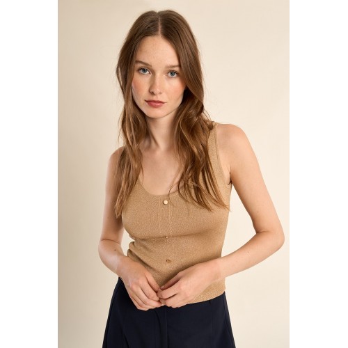 Débardeur ETE femme en maille, boutons fantaisies MOLLY BRACKEN