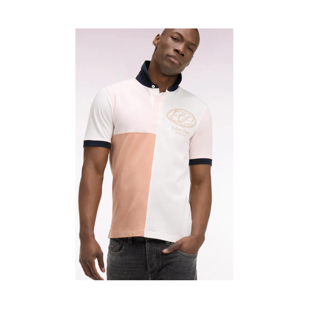 Maillot ETE à manches courtes rose découpes graphiques et broderie coupe regular