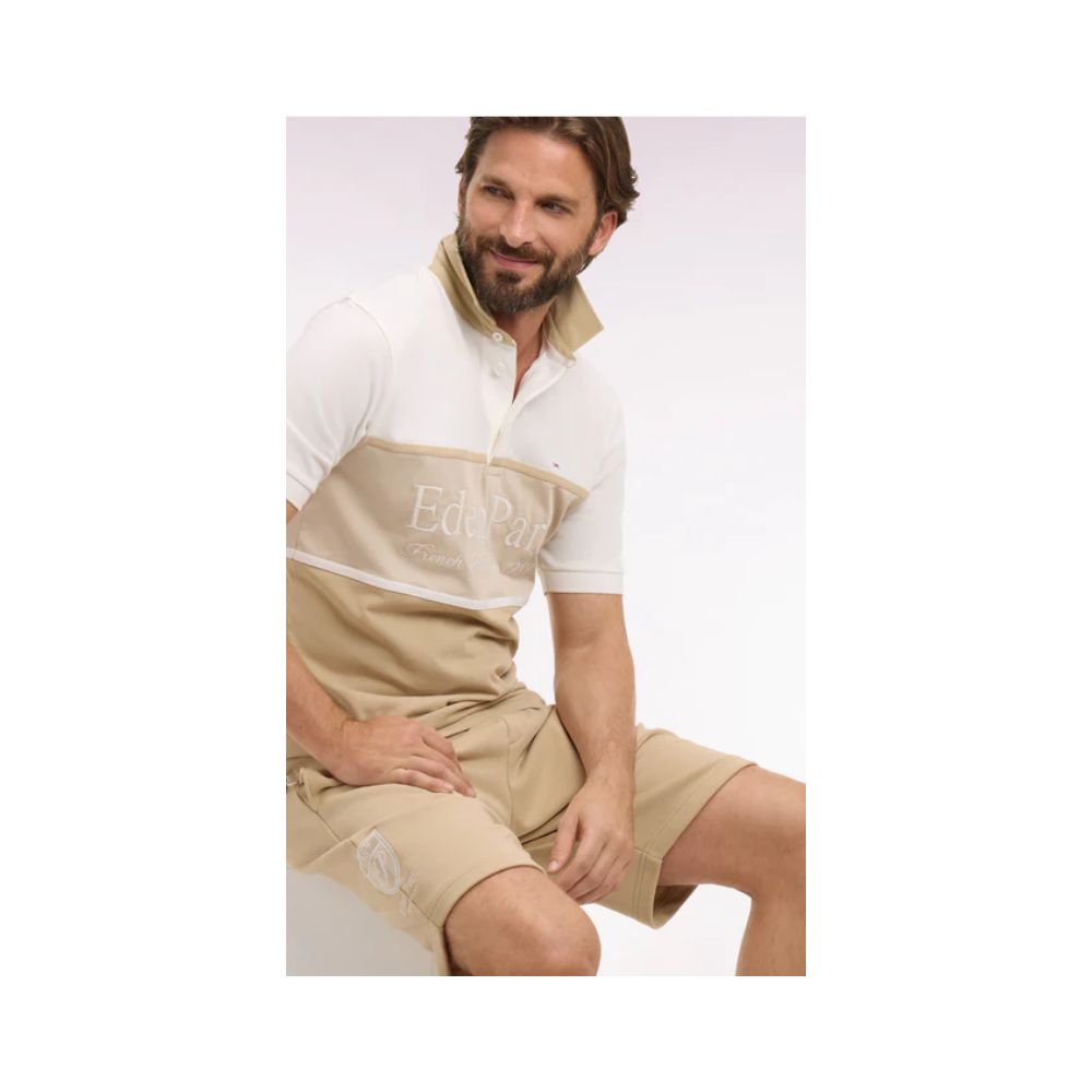 Maillot ETE à manches courtes beige à découpes et broderie