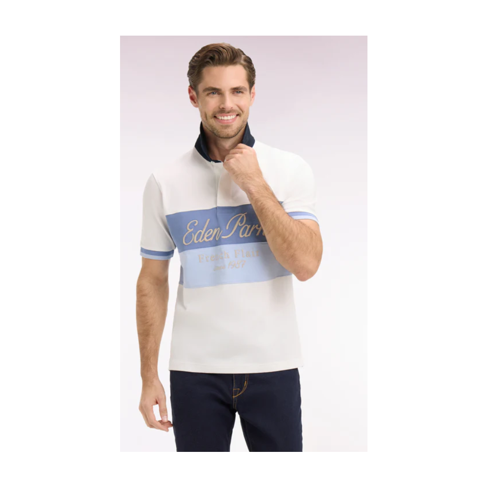 Maillot ETE à manches courtes écru à découpes pastel et broderie