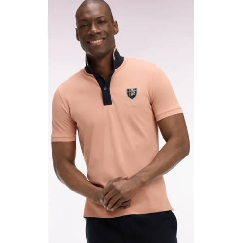 Polo ETE à manches courtes en piqué coton saumon écusson EP