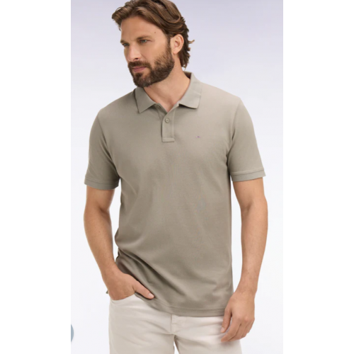 Polo ETE à manches courtes en coton kaki coupe regular