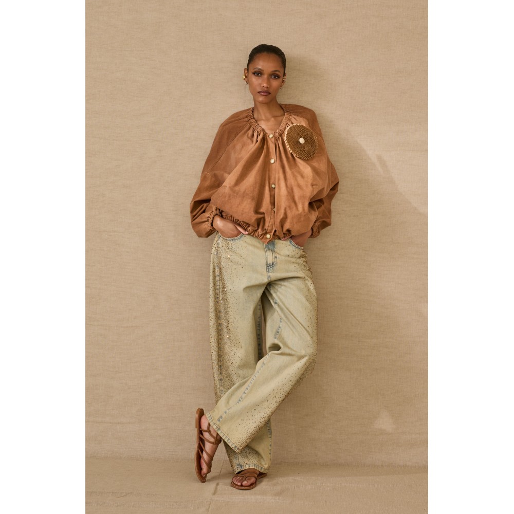 Jean femme ETE sable et strass de la marque SOUVENIR