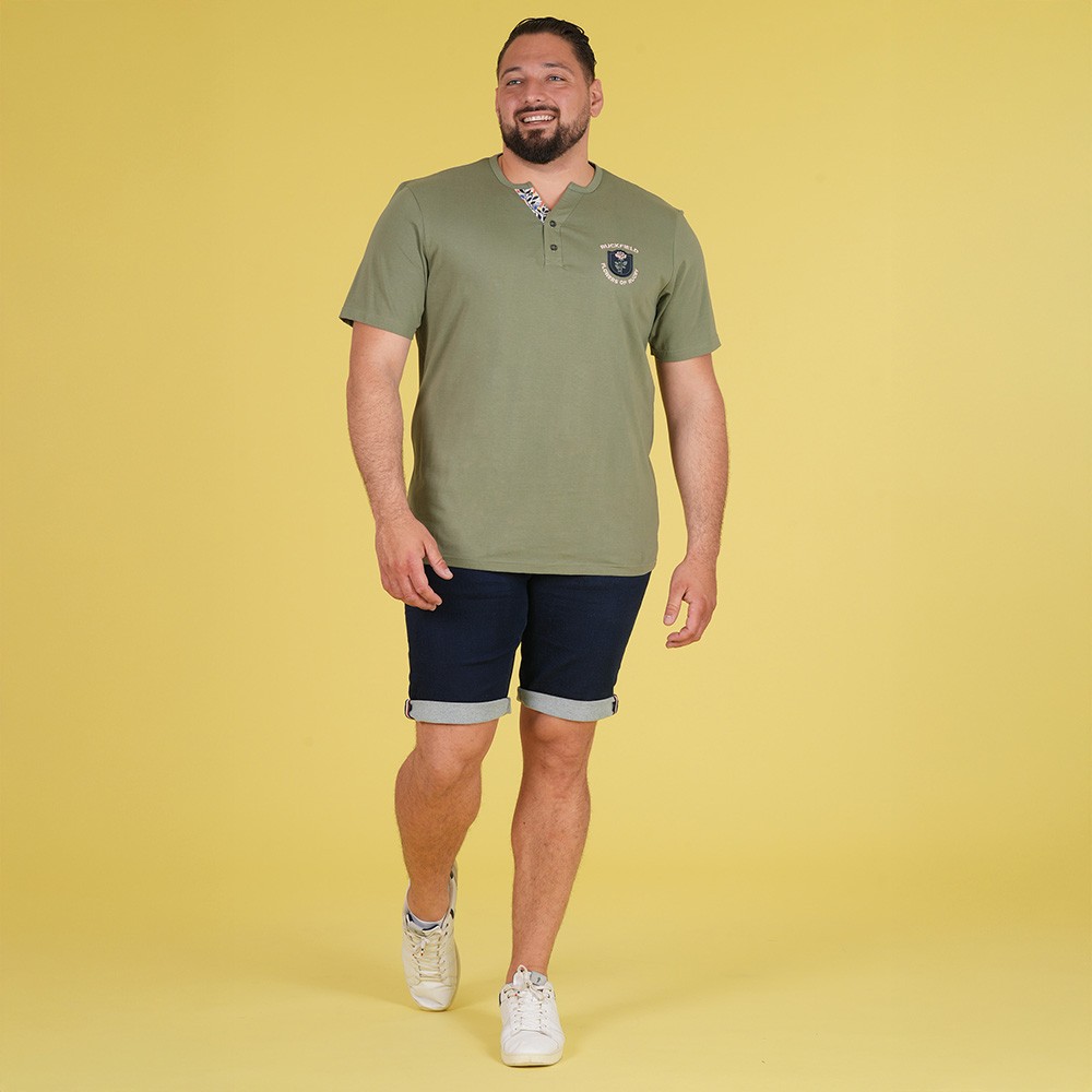 T-shirt kaki col tunisien à manches courtes Ruckfield Flowers of Rugby