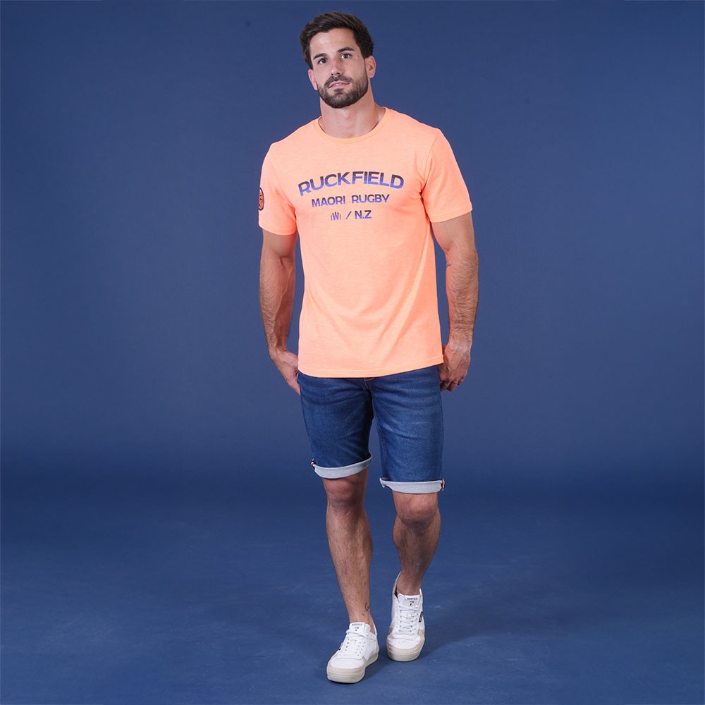 T-shirt ETE orange vif Ruckfield Maori Rugby