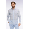 Chemise ETE en popeline de coton bleu ciel à micromotifs végétal coupe slim
