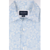 Chemise ETE en popeline de coton bleu ciel à micromotifs végétal coupe slim