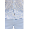 Chemise ETE en popeline de coton bleu ciel à micromotifs végétal coupe slim