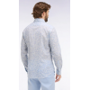 Chemise ETE en popeline de coton bleu ciel à micromotifs végétal coupe slim