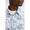 Chemise ETE en popeline de coton italienne bleu ciel imprimé floral coupe regular