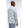 Chemise ETE en popeline de coton italienne bleu ciel imprimé floral coupe regular
