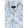 Chemise ETE en popeline de coton italienne bleu ciel imprimé floral coupe regular