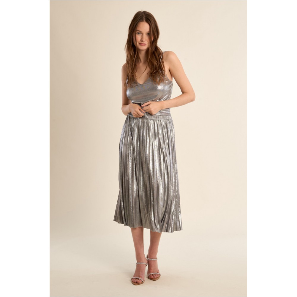 Longue jupe ETE plissée, effet métallisé MOLLY BRACKEN