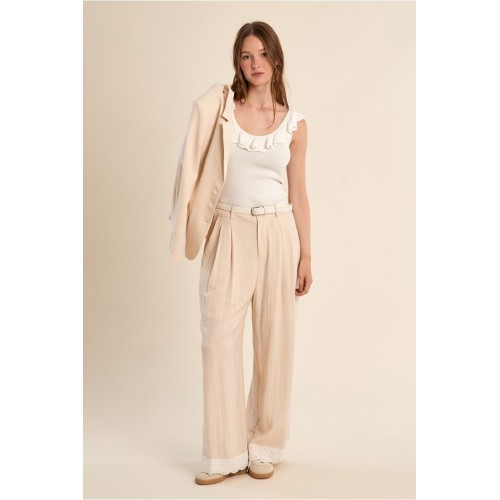 Débardeur ETE femme, col rond à volants MOLLY BRACKEN