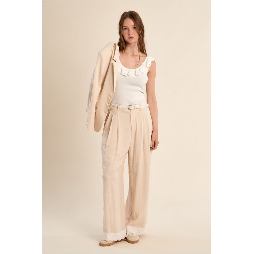 Débardeur ETE femme, col rond à volants MOLLY BRACKEN