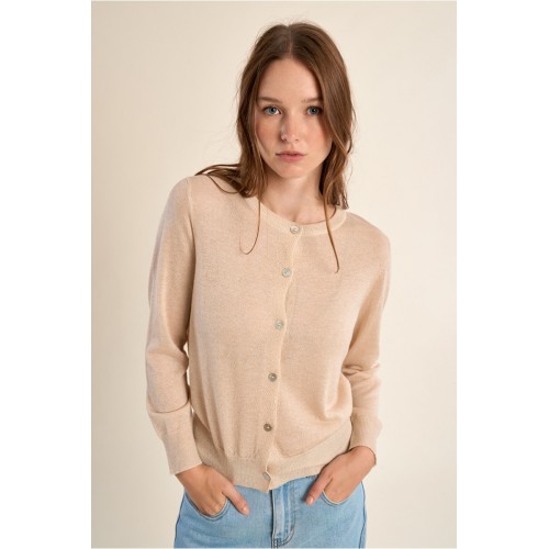 Gilet ETE femme,  en maille fine nacré MOLLY BRACKEN