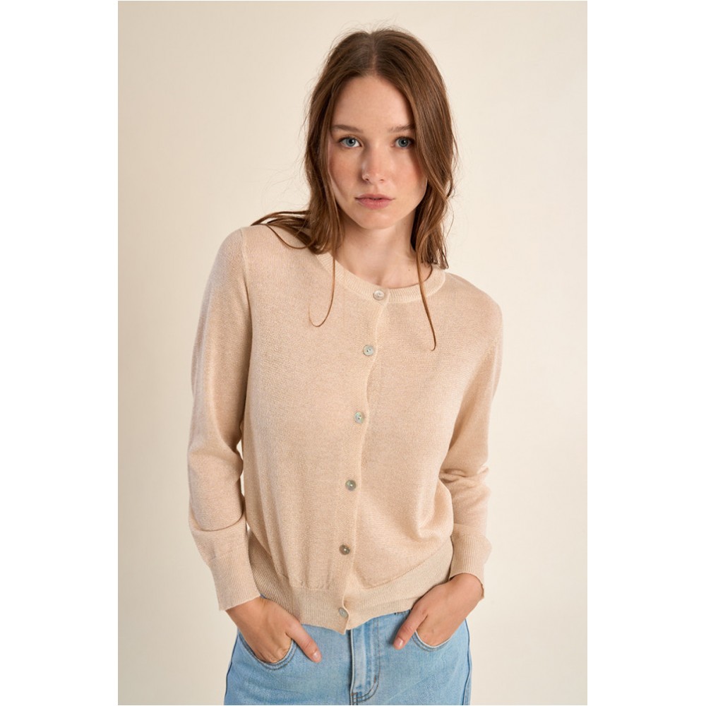 Gilet ETE femme,  en maille fine nacré MOLLY BRACKEN