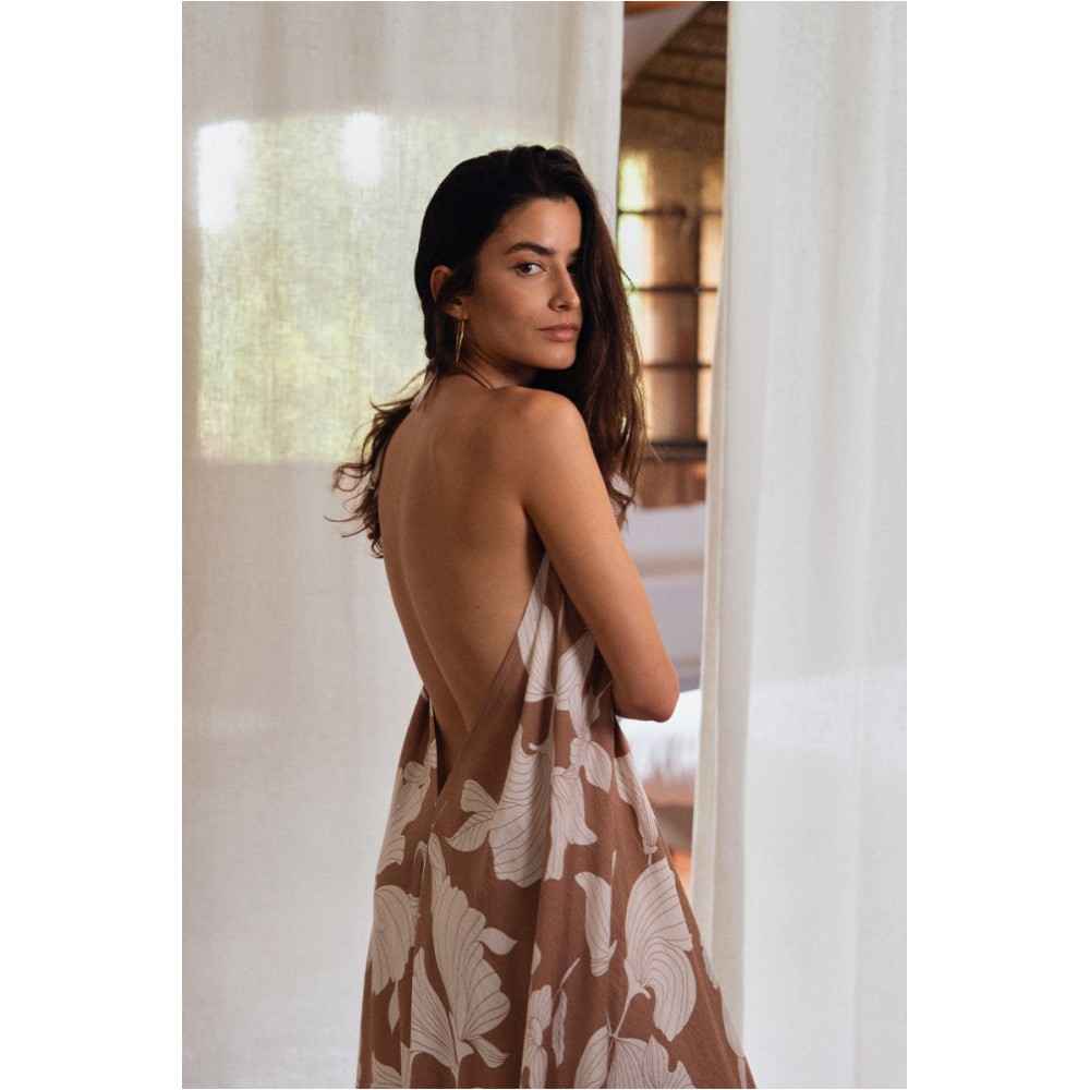 Robe longue, imprimée beige et ivoire MOLLY BRACKEN
