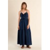Robe ETE  longue en coton marine, bustier noué MOLLY BRACKEN