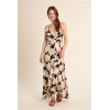 Robe longue, à imprimé floral noir et beige MOLLY BRACKEN