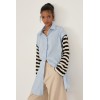 Chemise ETE femme, rayé ciel, manches t-shirt SOUVENIR