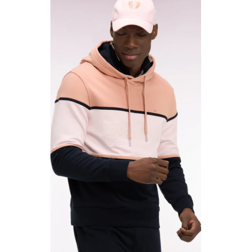 Sweatshirt ETE à capuche rose à découpes pastel brodées coupe regular