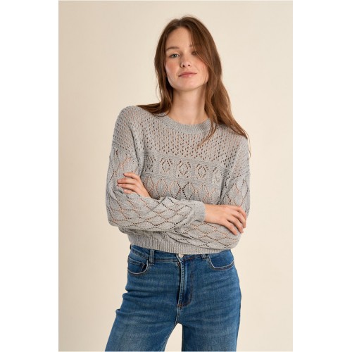 Pull ETE Molly en maille manches longues en semi-transparence