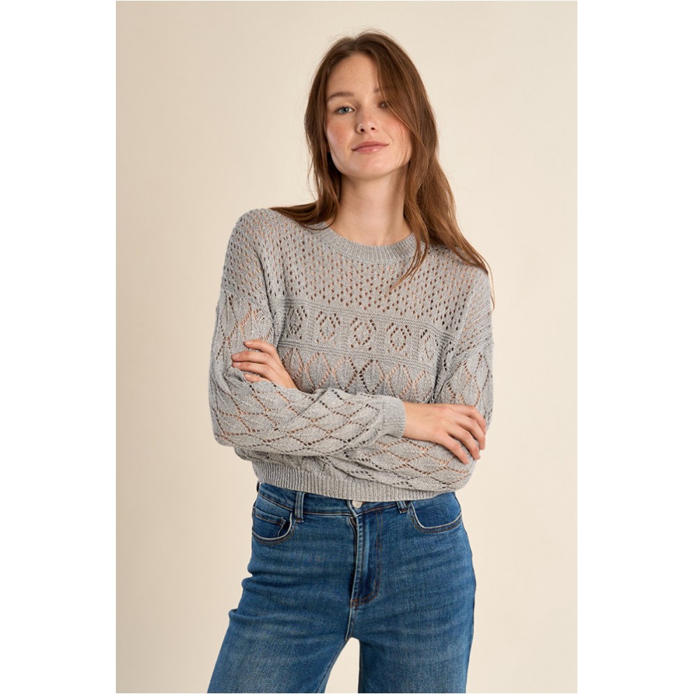 Pull ETE Molly en maille manches longues en semi-transparence