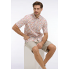Chemise ETE manches courtes en popeline et chambray à motif floral orange