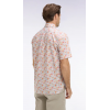 Chemise ETE manches courtes en popeline et chambray à motif floral orange