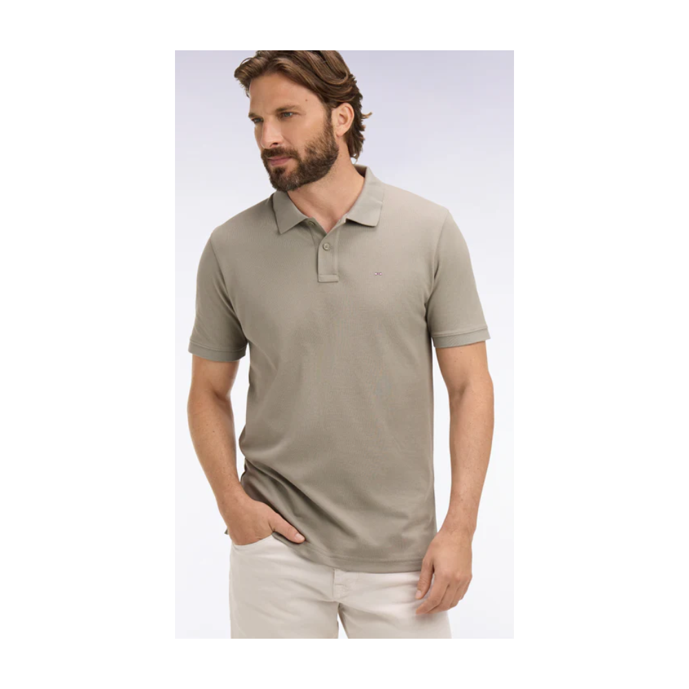 Polo ETE manches courtes en coton kaki coupe regular