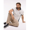 Polo ETE MC EDEN PARK en coton blanc et découpes marine coupe slim