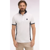 Polo ETE MC EDEN PARK en coton blanc et découpes marine coupe slim