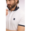 Polo ETE MC EDEN PARK en coton blanc et découpes marine coupe slim